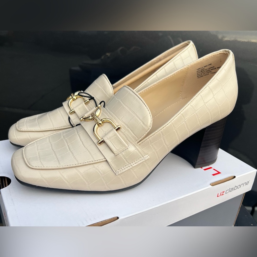 NEW Women’s Cream Heel Loafers Size 10M | Chic Office Shoes Old Money